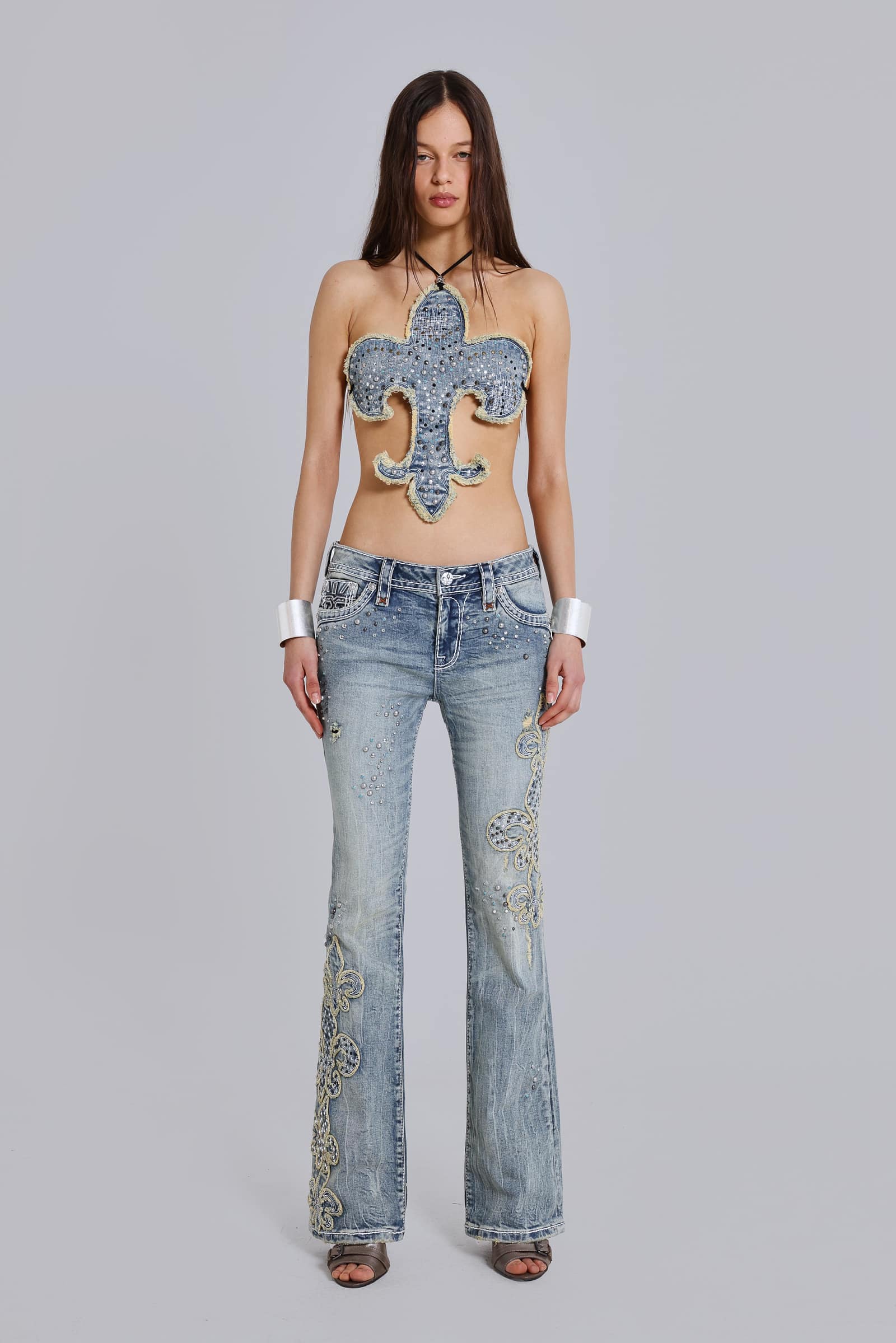 Rock Revival Studded Fleur de Lis Top