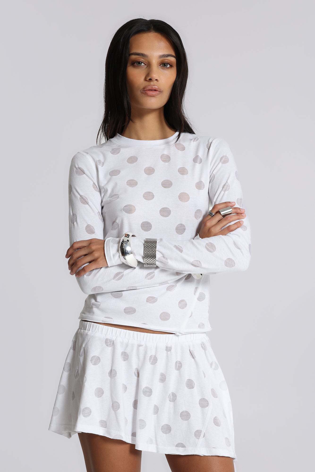 Aerea Burnout Polkadot Mini Skirt