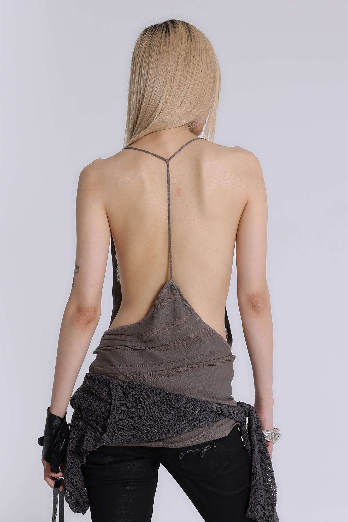Noir Knit Mini Dress in Truffle