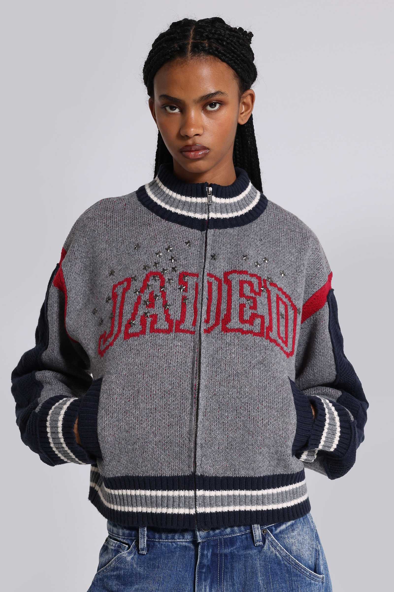 Team USA Studded Knitted Bomber Jacket