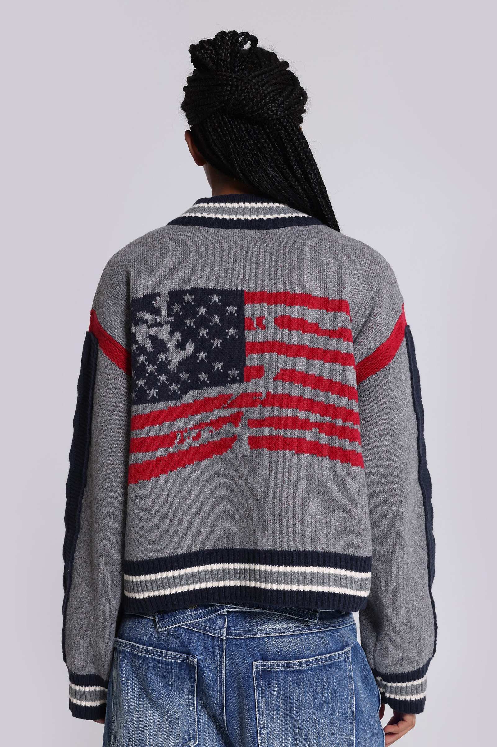 Team USA Studded Knitted Bomber Jacket