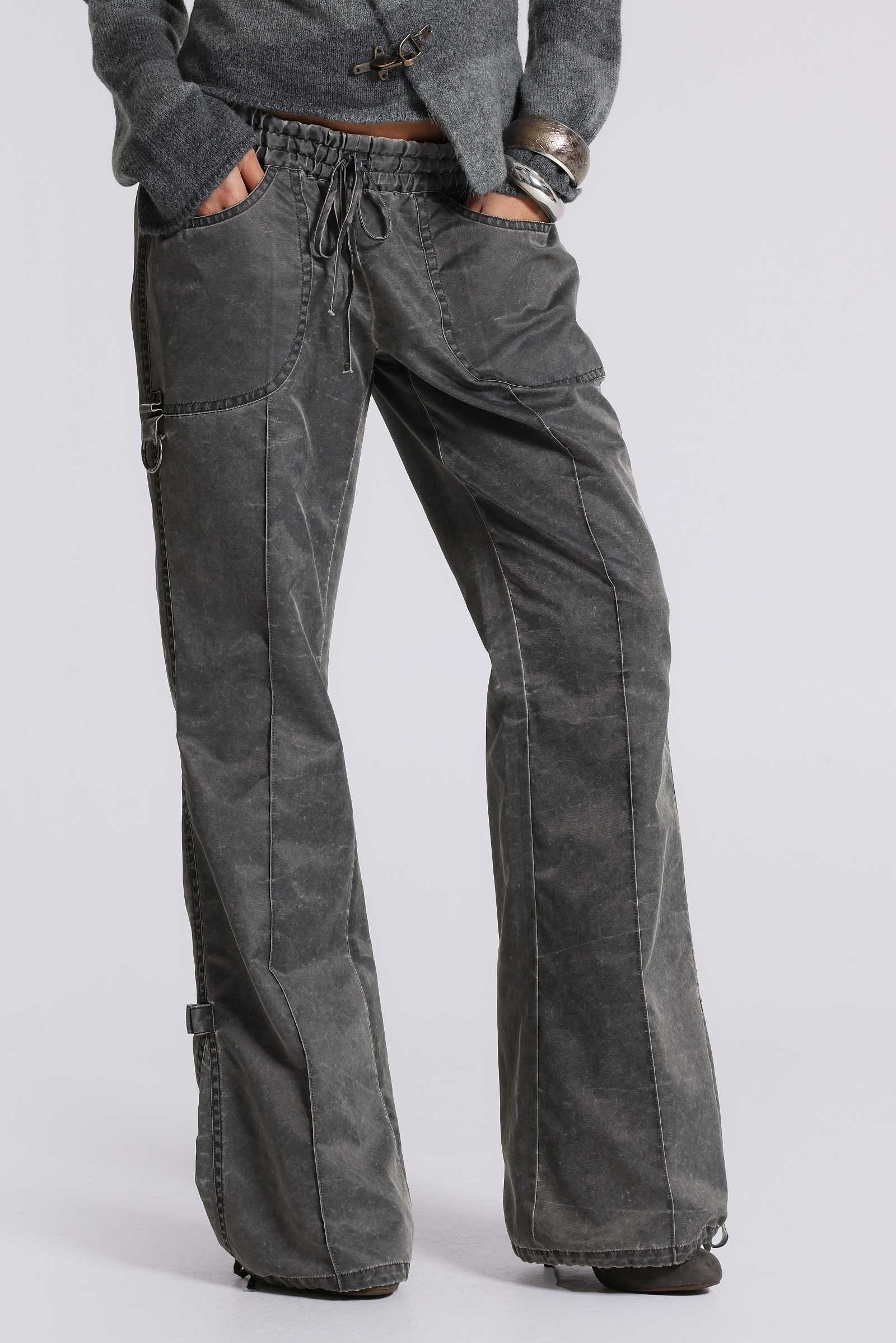 Vire Washed Satin Bootcut Cargos
