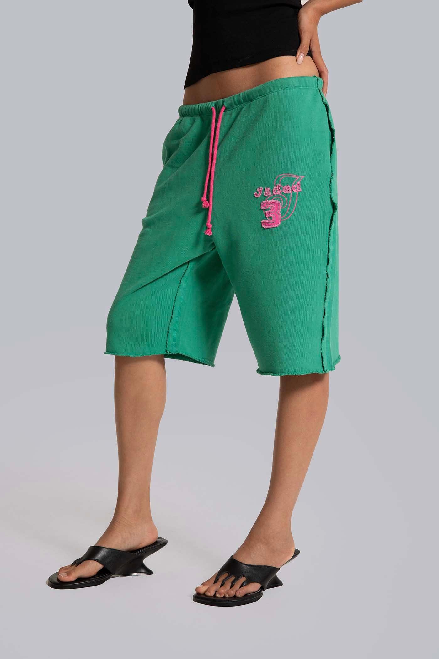 Cleo Slouchy Jogger Shorts in Green