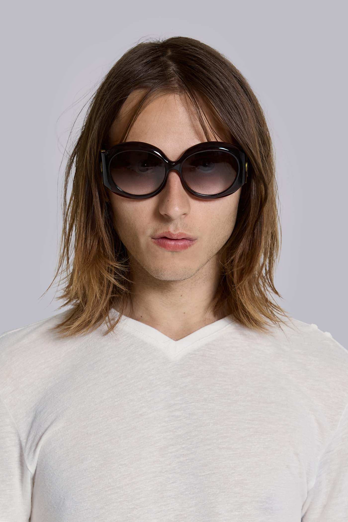 Majorette Oversized Round Sunglasses in Brown