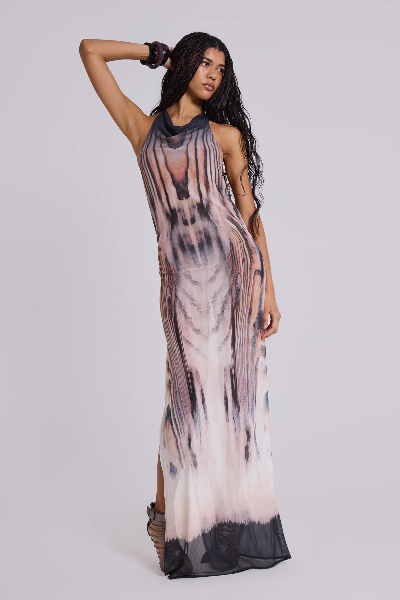 mesh maxi dress Xaviera Backless Mesh Maxi Dress | Jaded London