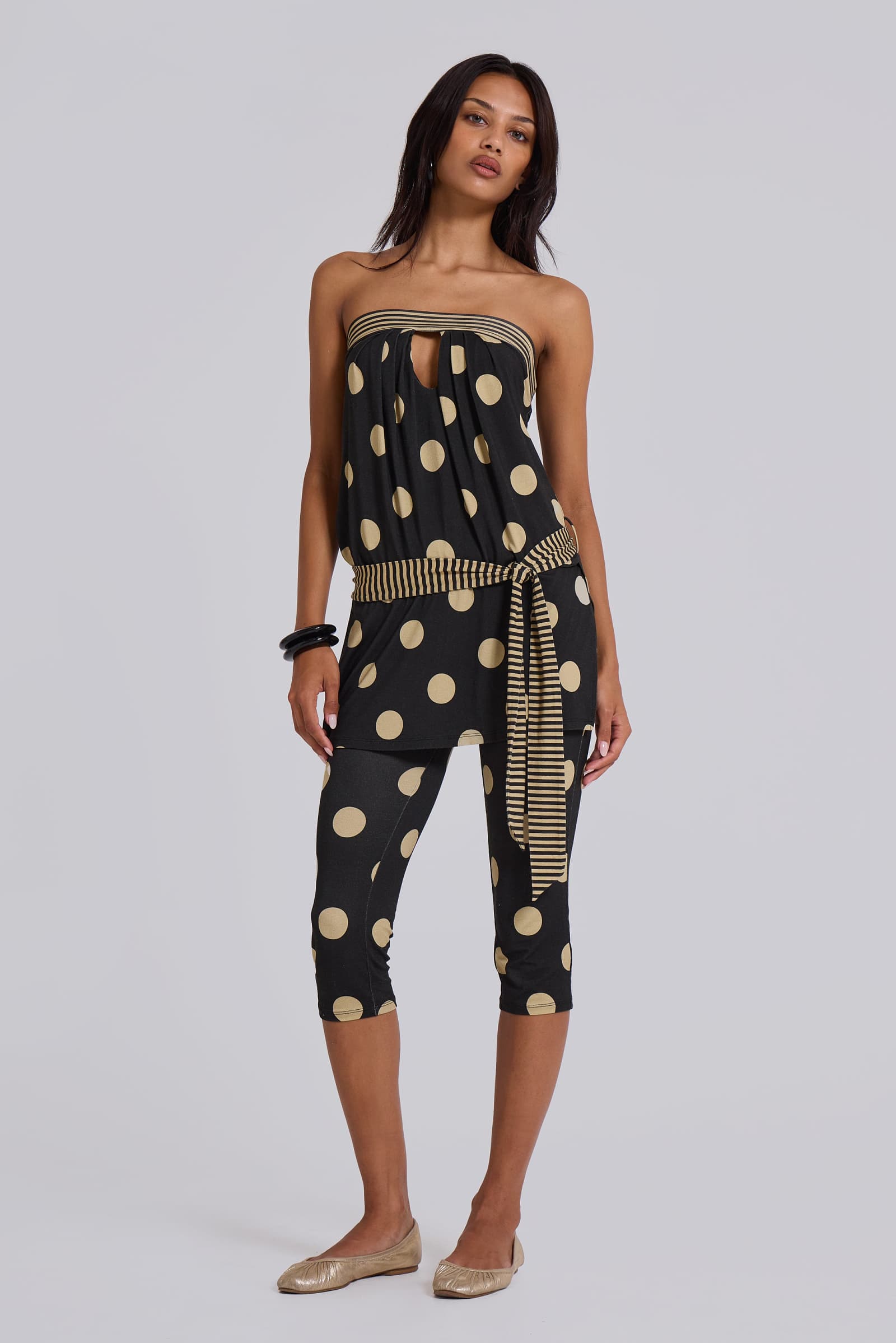 lola strapless mini dress in polkadot stripe Lola Strapless Mini Dress in Polkadot Stripe | Jaded London