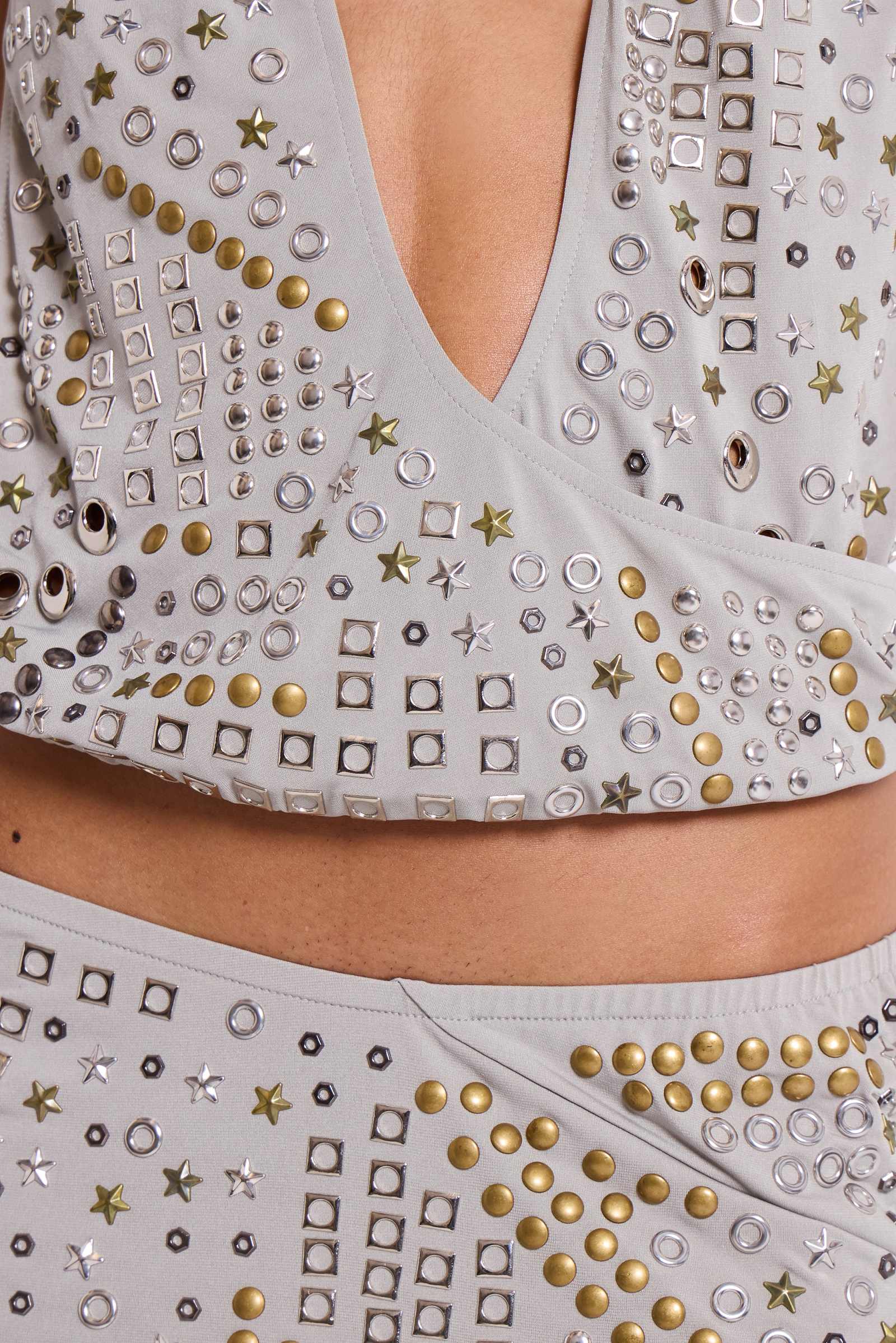 Xtal Studded Backless Plunge Top