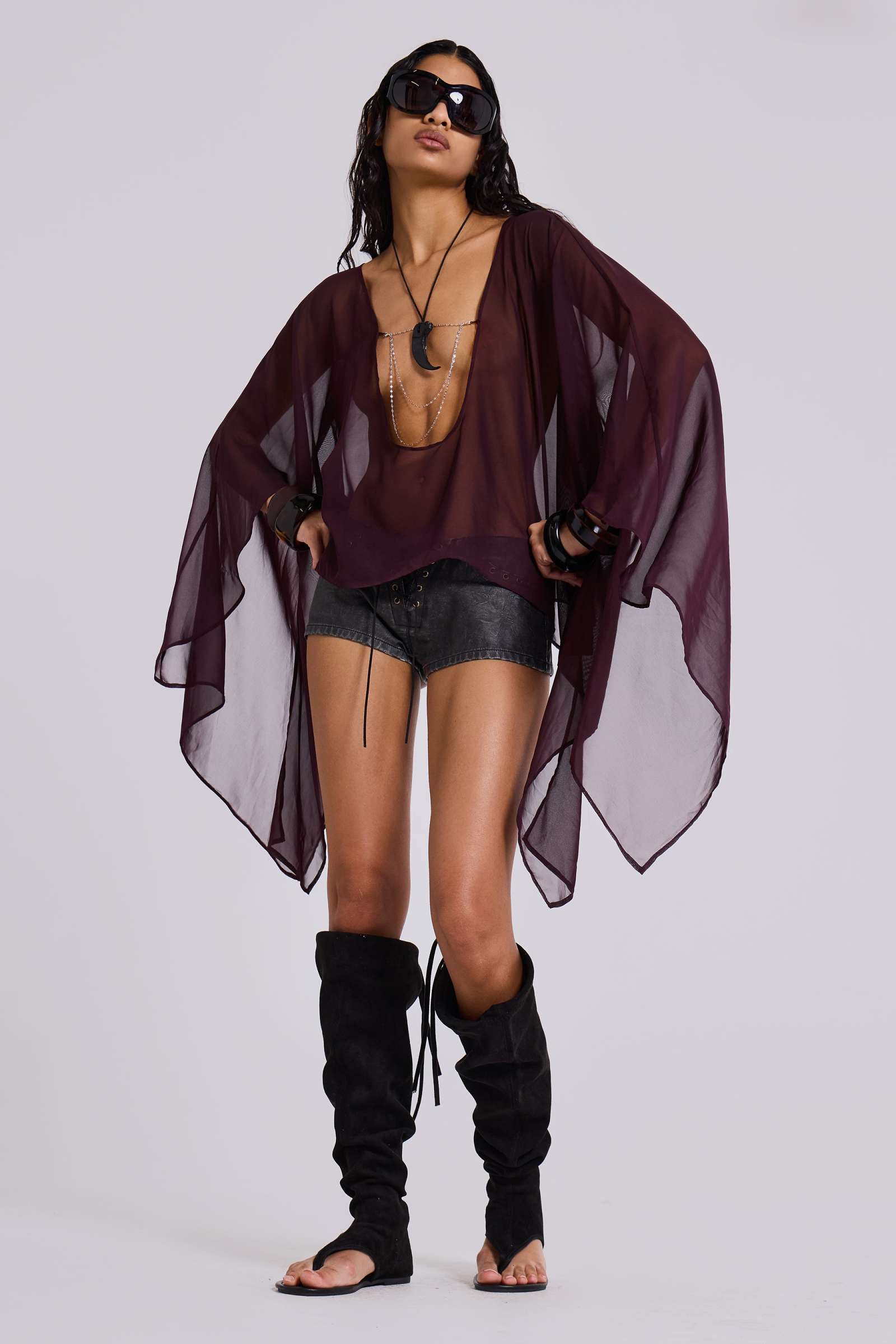Kaiane Chiffon Cape Top