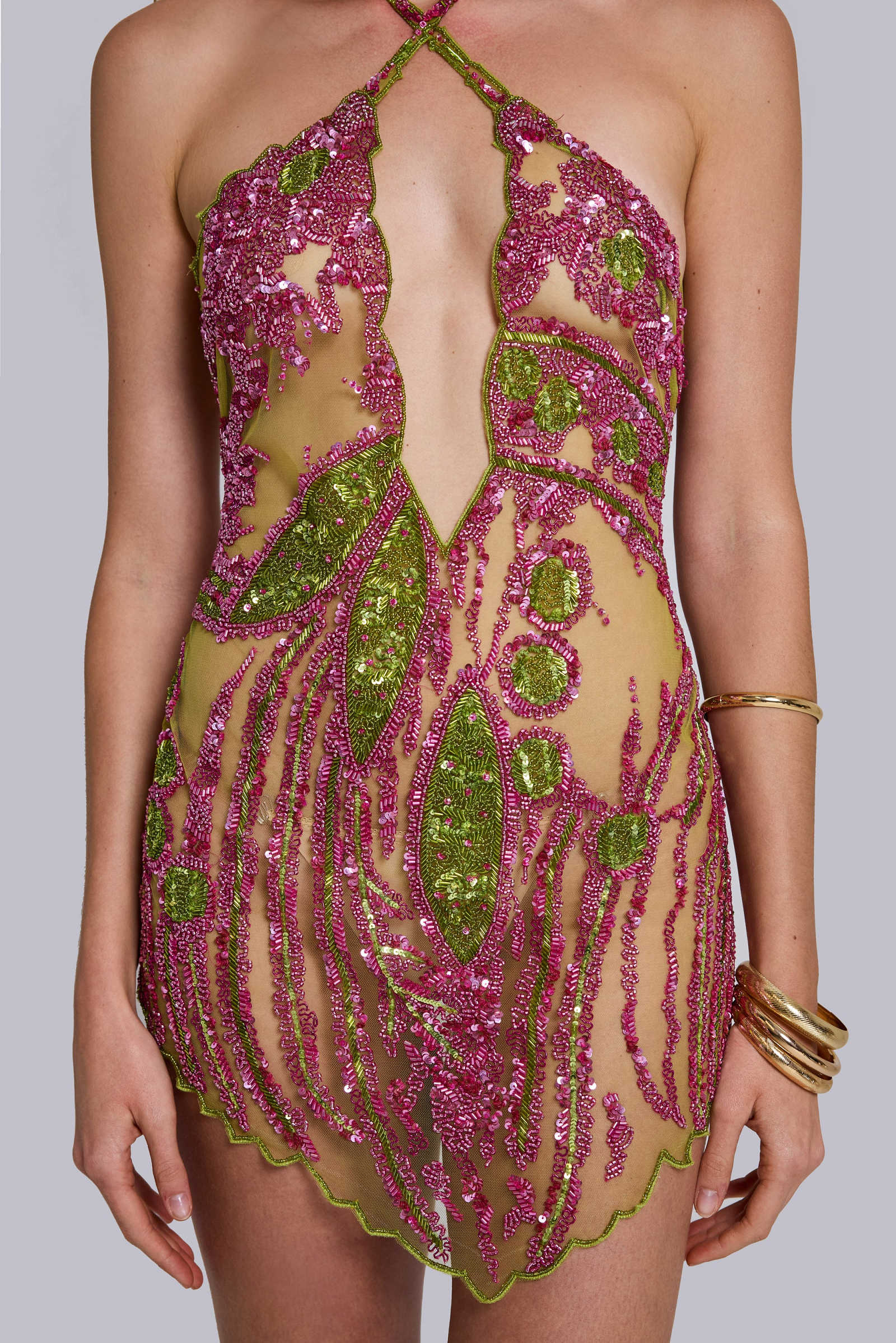 Satine Hand-Beaded Mini Dress