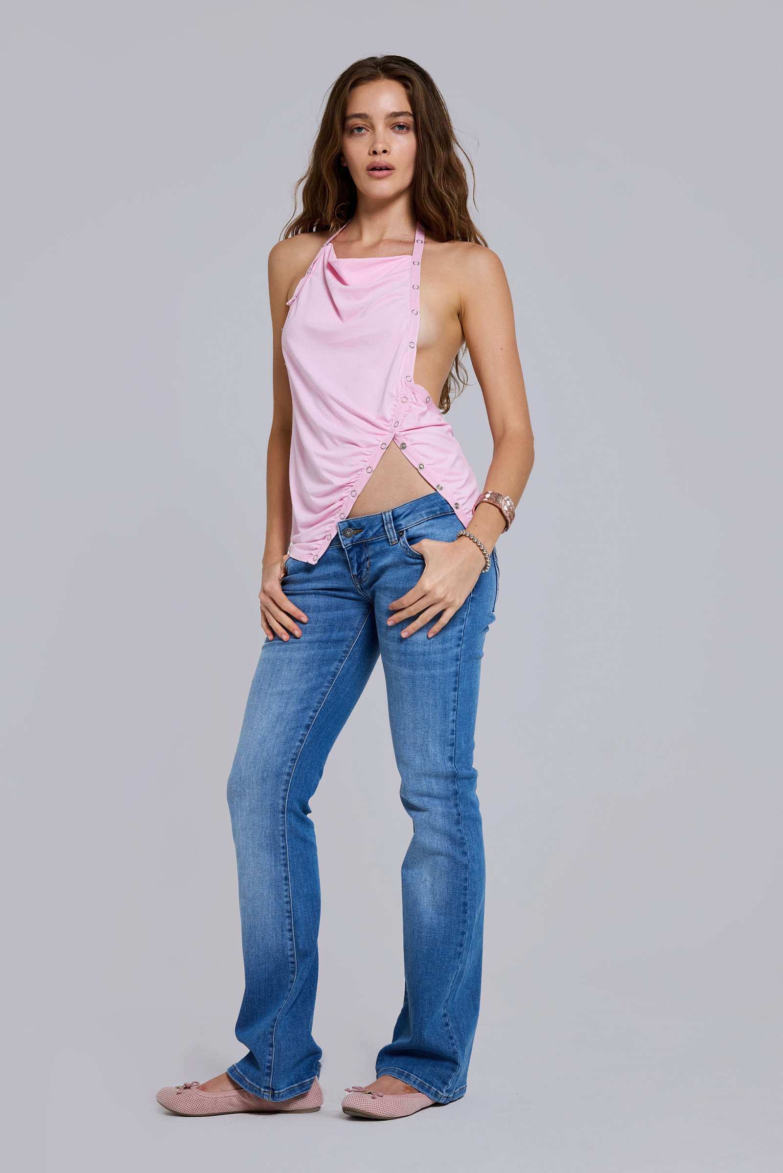 Rosaline Backless Halter Popper Top