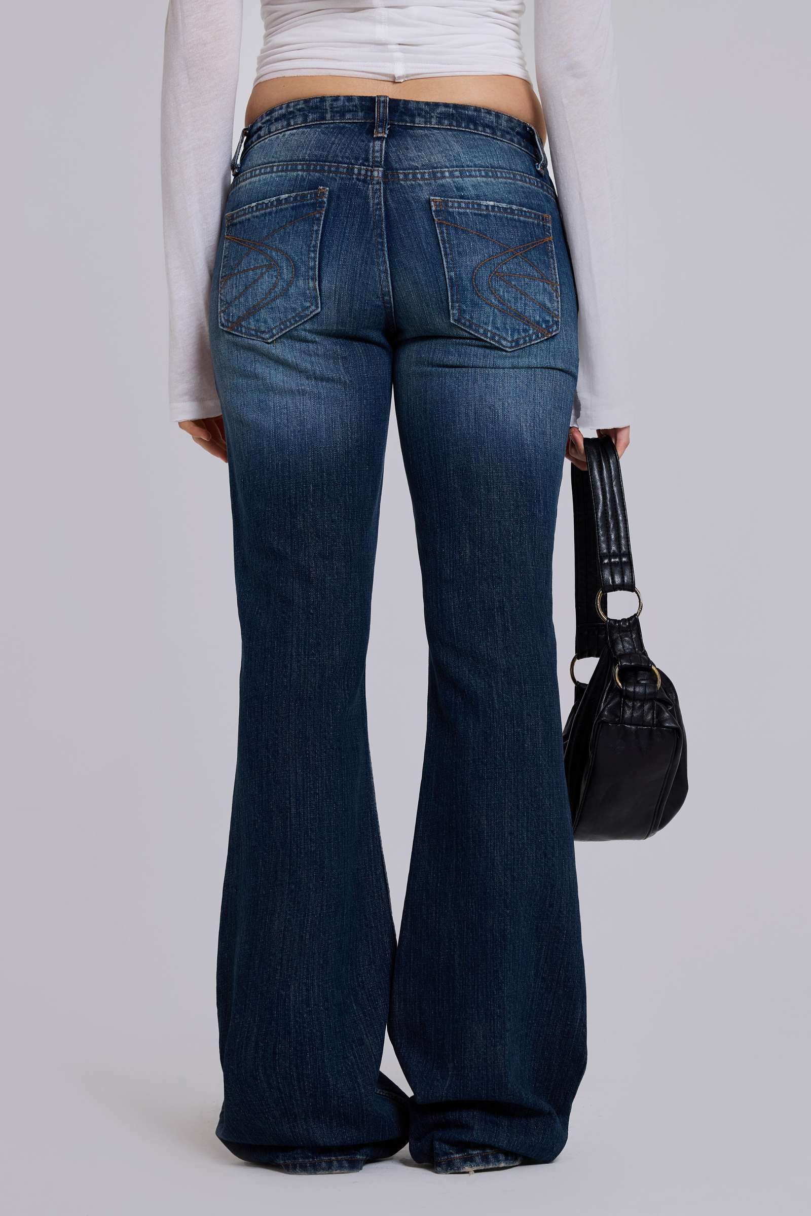 Leni Low Rise Flare Jeans in Mid Blue