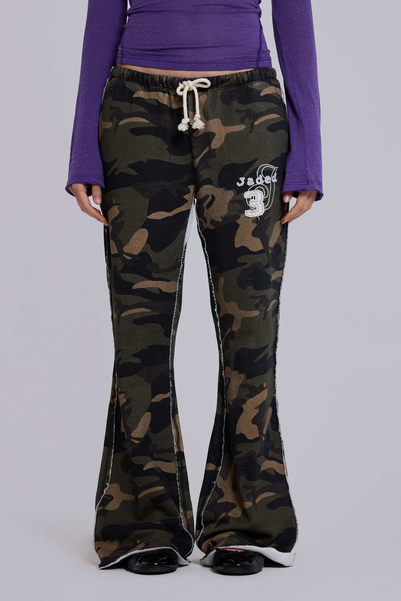 Cleo Slouchy Bootcut Jogger in Camo