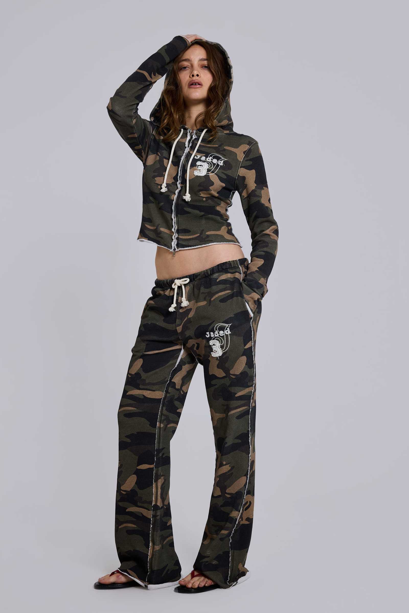 Cleo Slouchy Bootcut Jogger in Camo