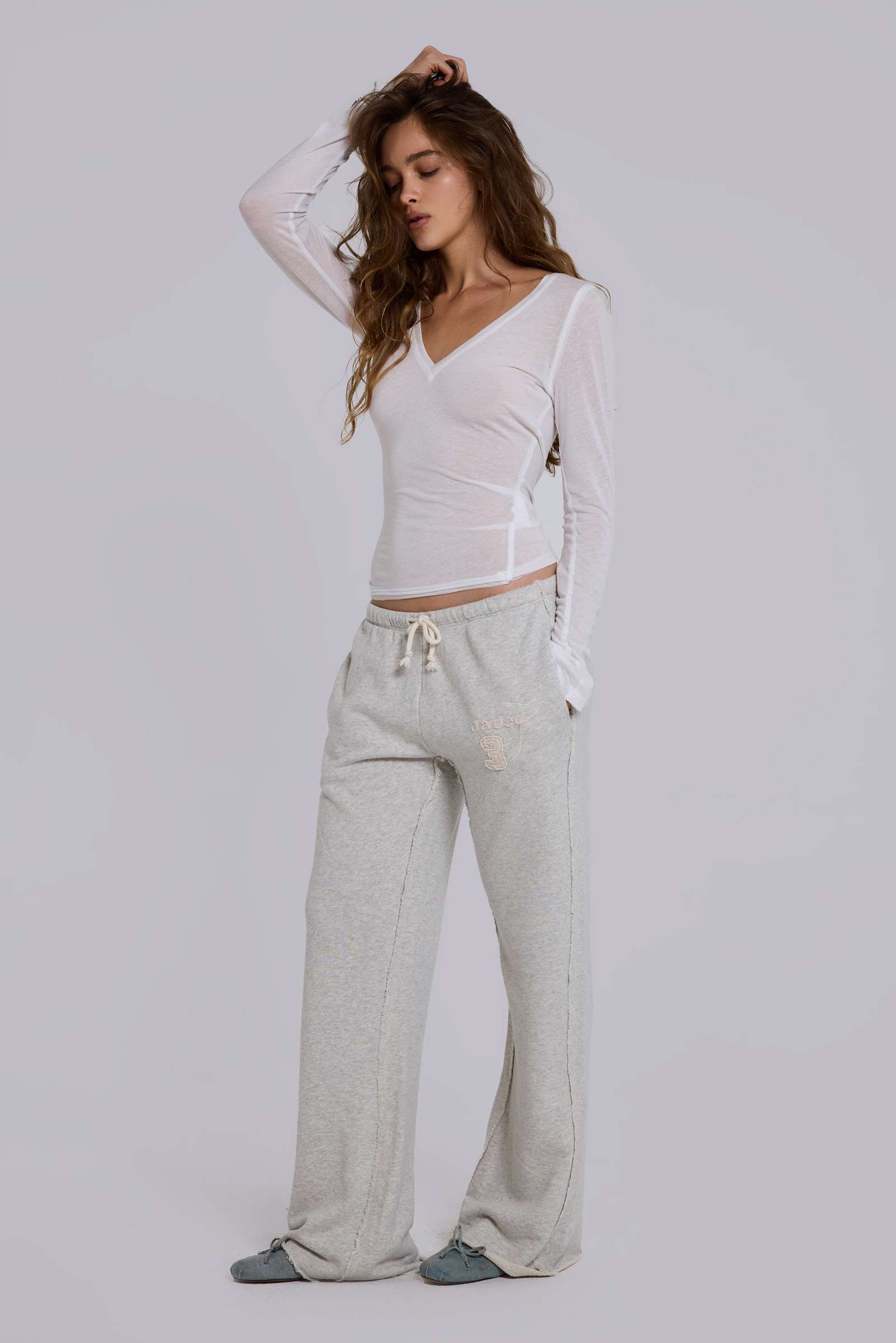 Cleo Slouchy Bootcut Jogger in Grey Marl