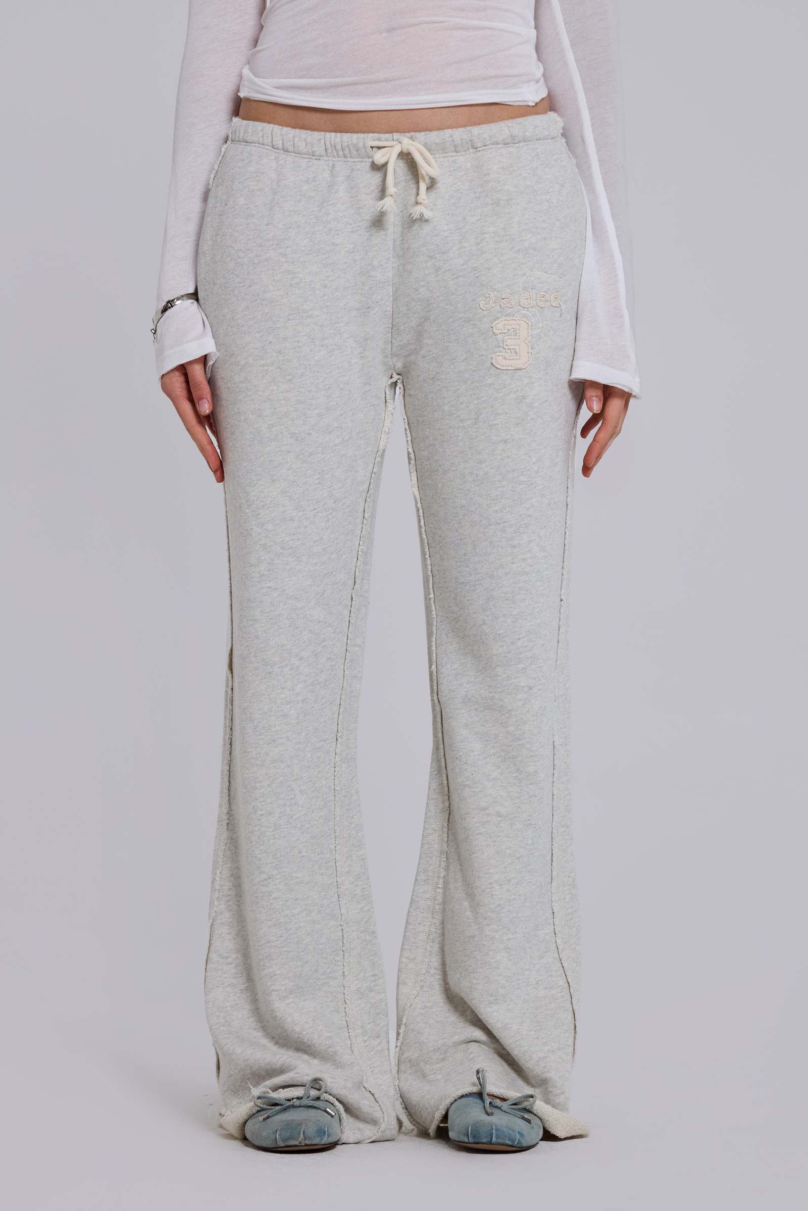 Cleo Slouchy Bootcut Jogger in Grey Marl