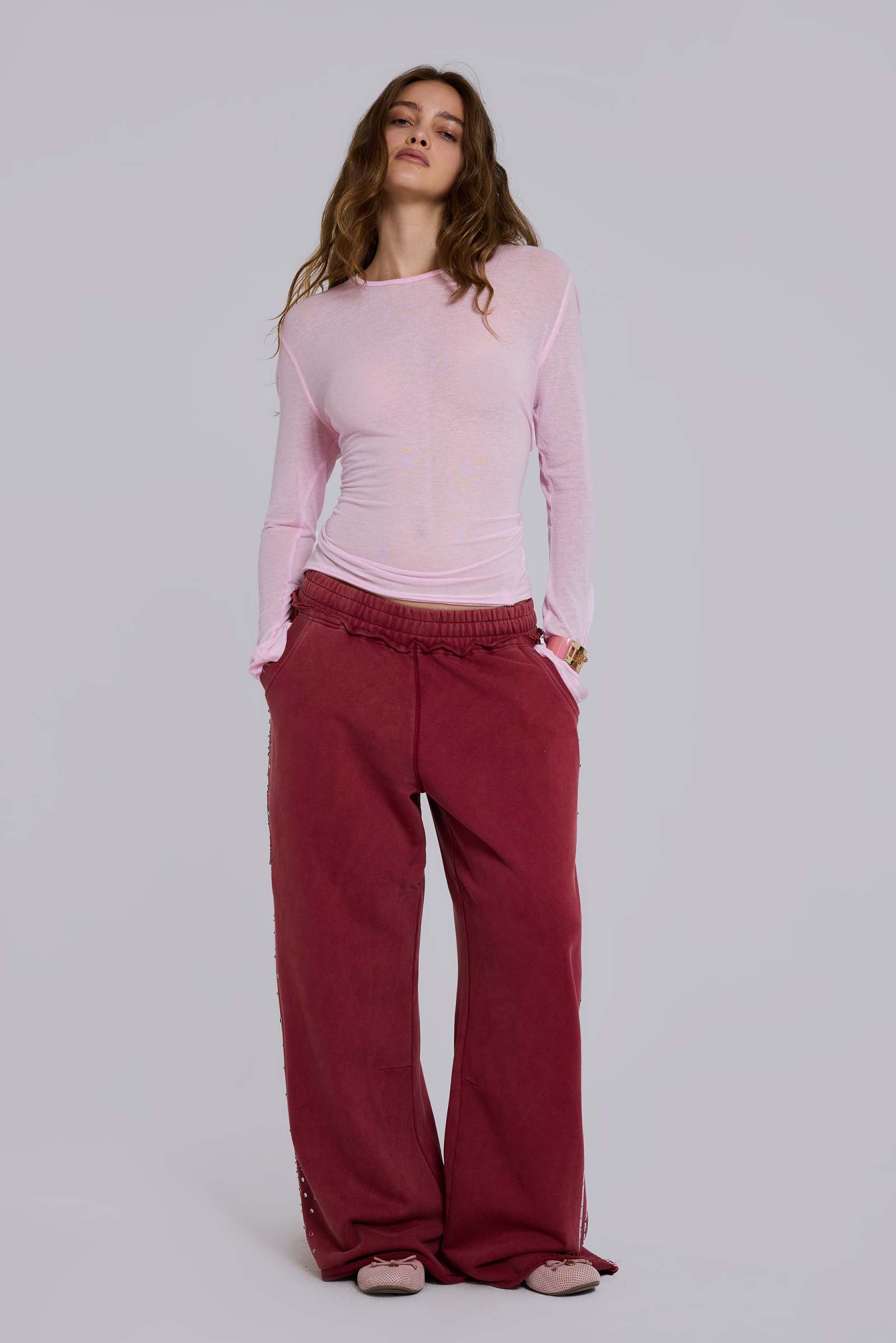 Burgundy Hardcore Jewel Monster Joggers