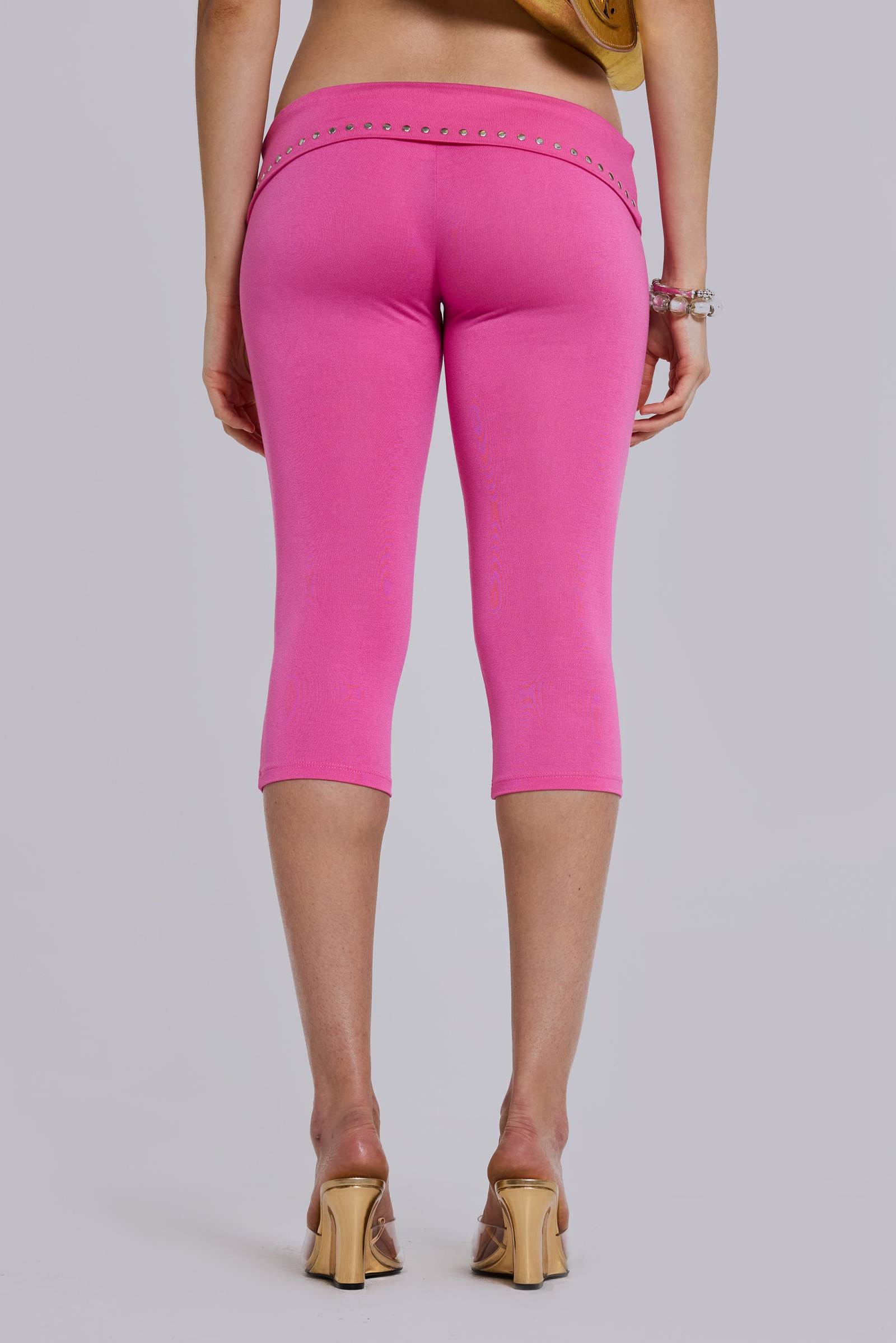 Quinn Studded Jersey Capri in Pink