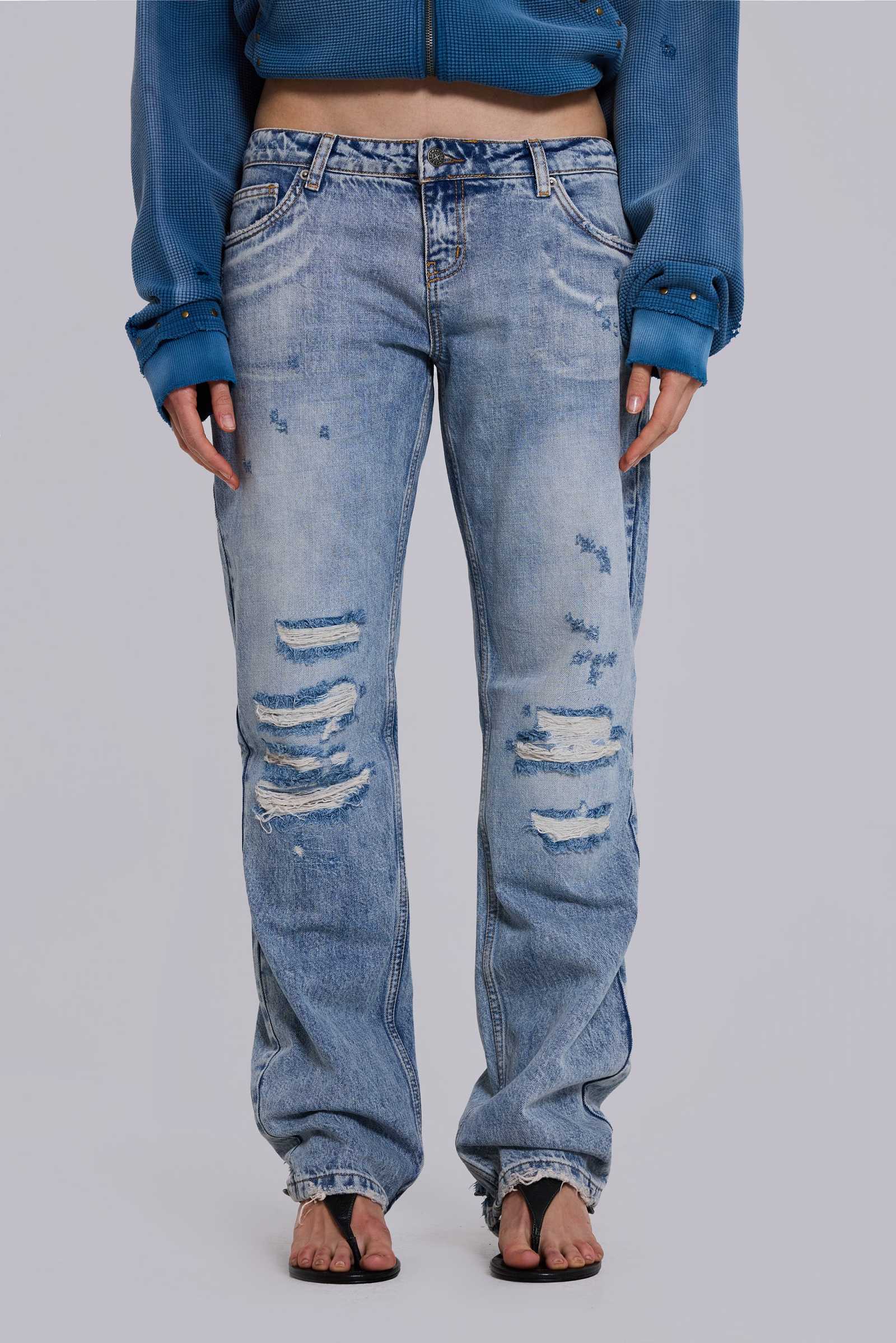 Rider Low Rise Straight Leg Jeans in Light Wash