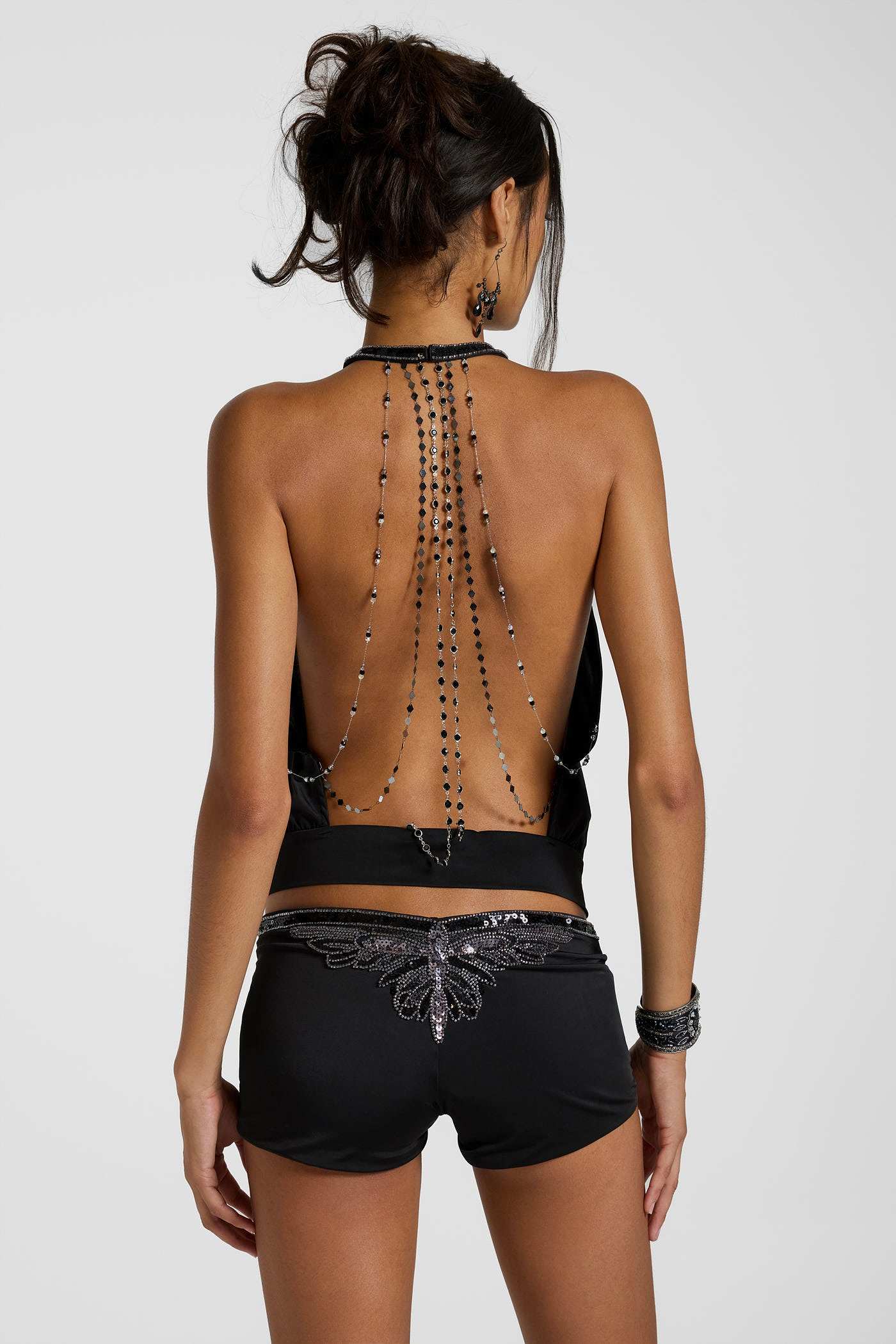 Alula Embellished Mini Shorts in Black