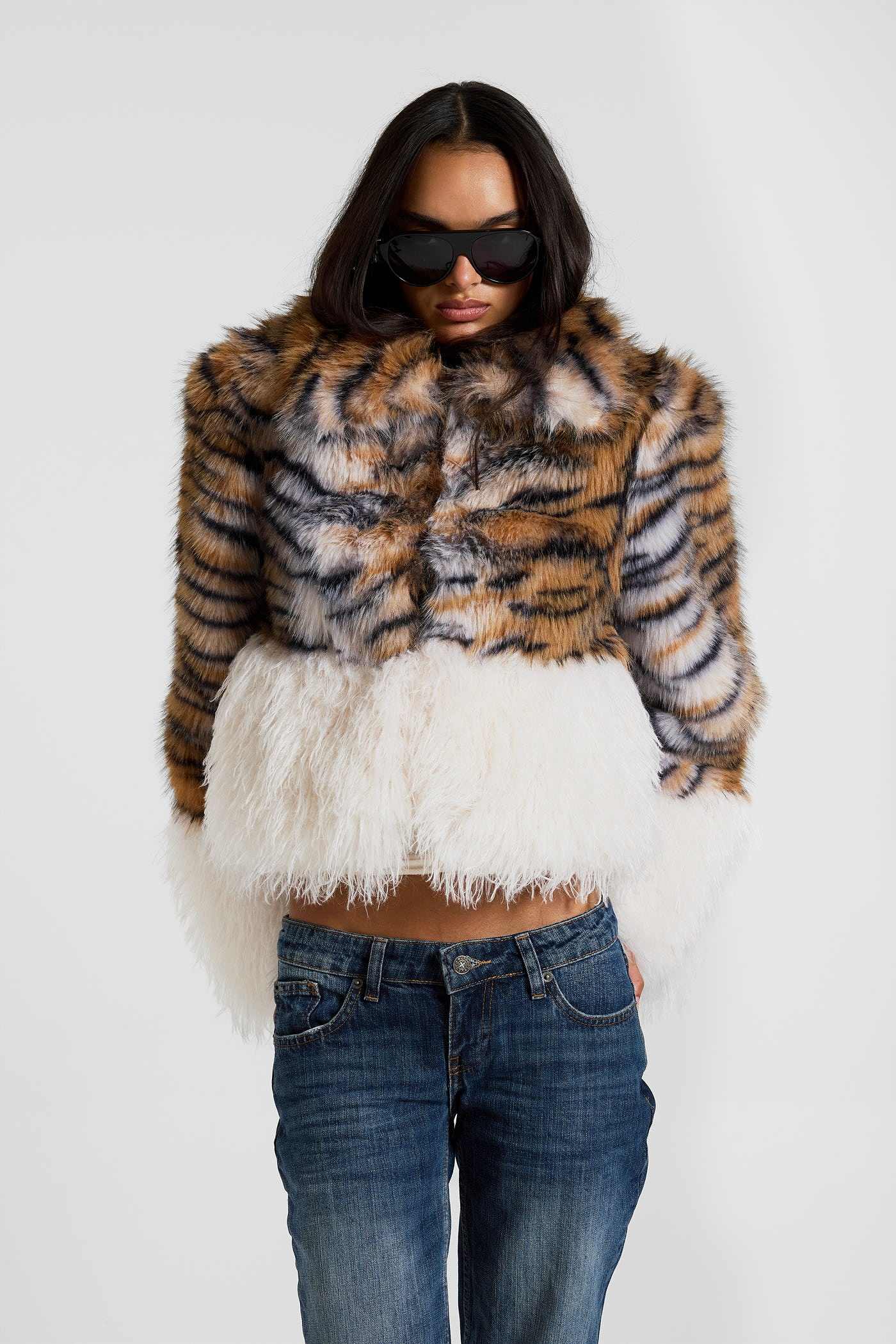 Ossin Tiger Faux Fur Coat