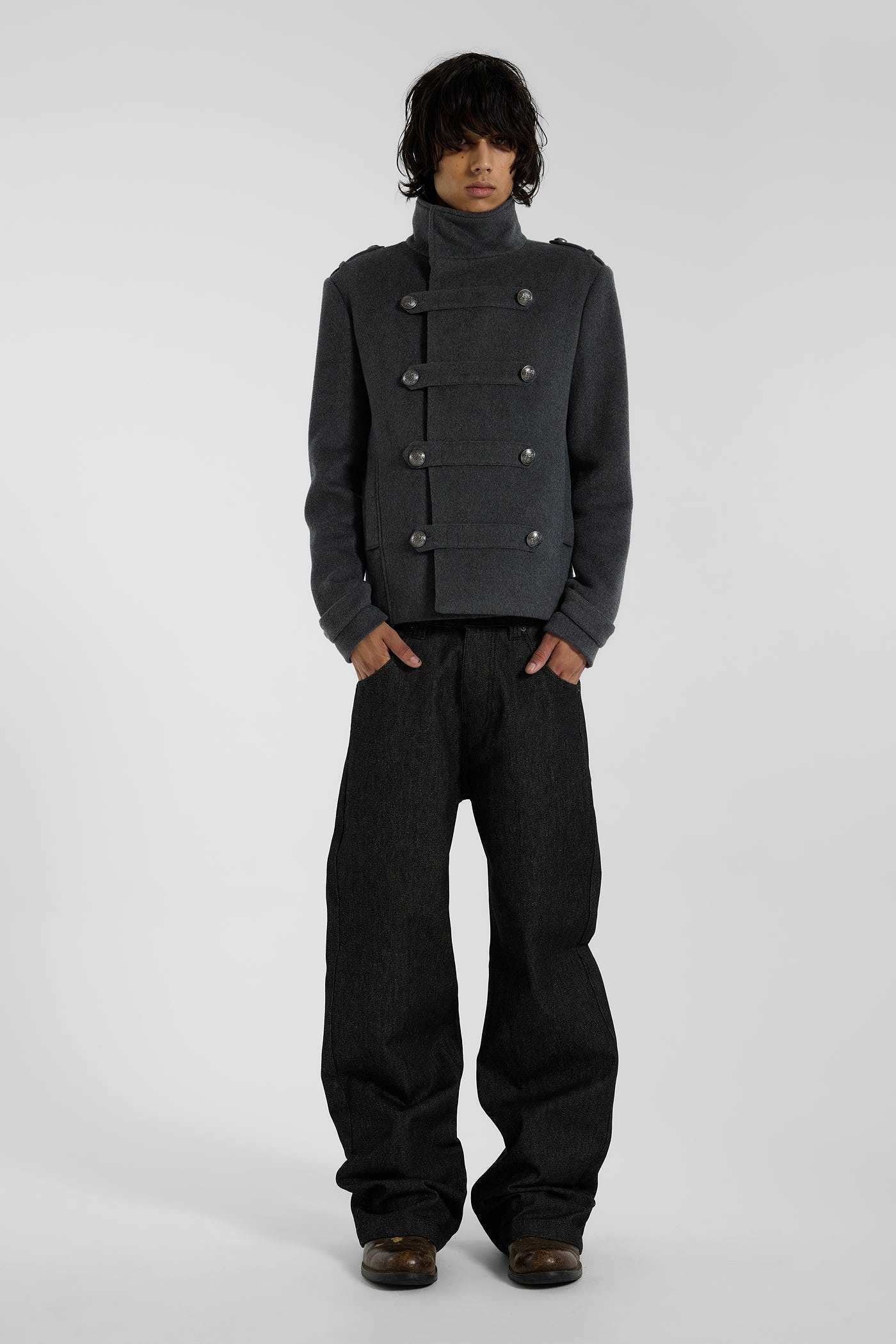 Ornate Double Breasted Military Jacket - JMJK6719_FLF6