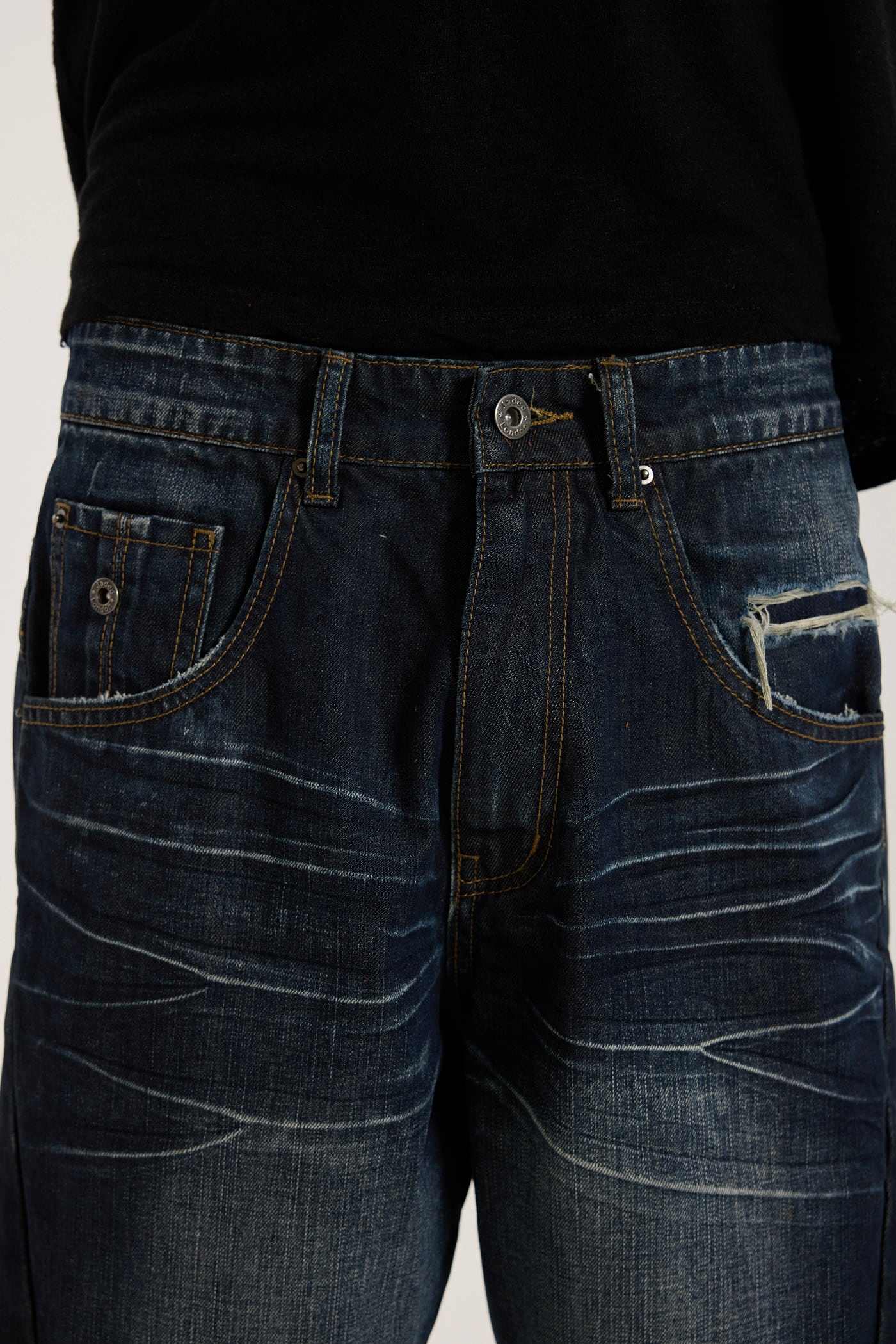 Indigo Distressed Baggy Twisted Seam Jeans - JMJE7062_F5