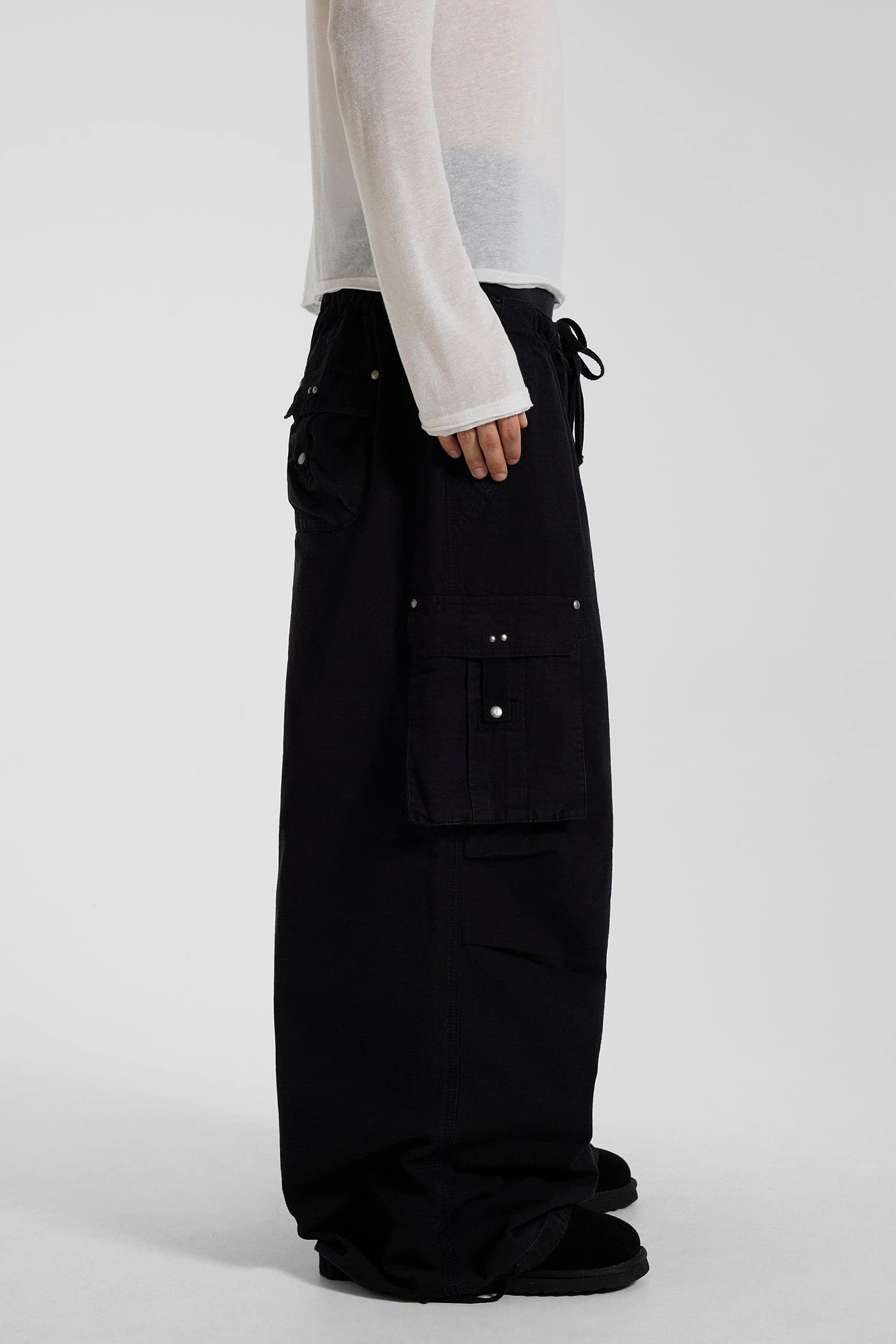 Washed Black XL Parachute Cargo Pants – view 13