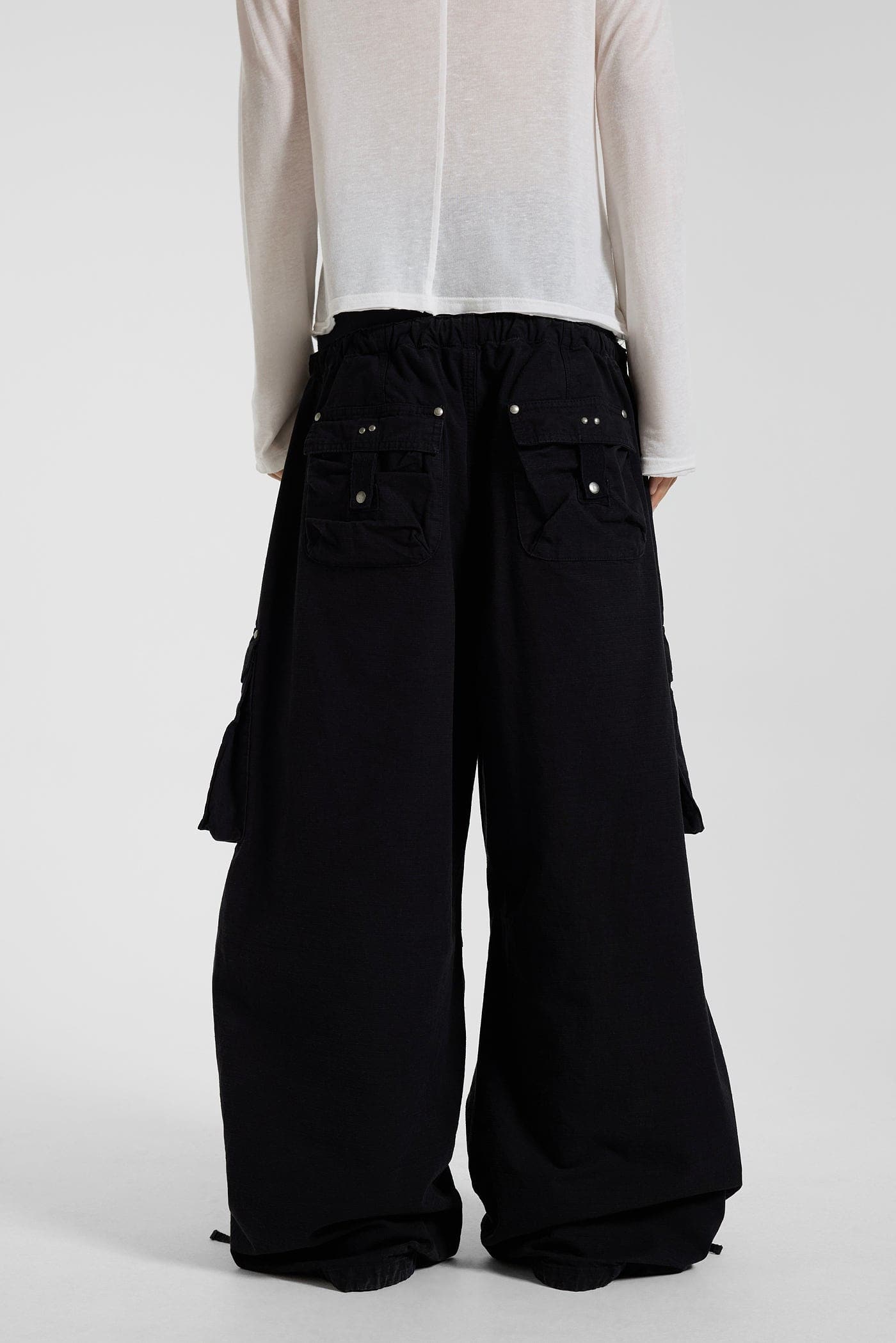 Washed Black XL Parachute Cargo Pants – view 15