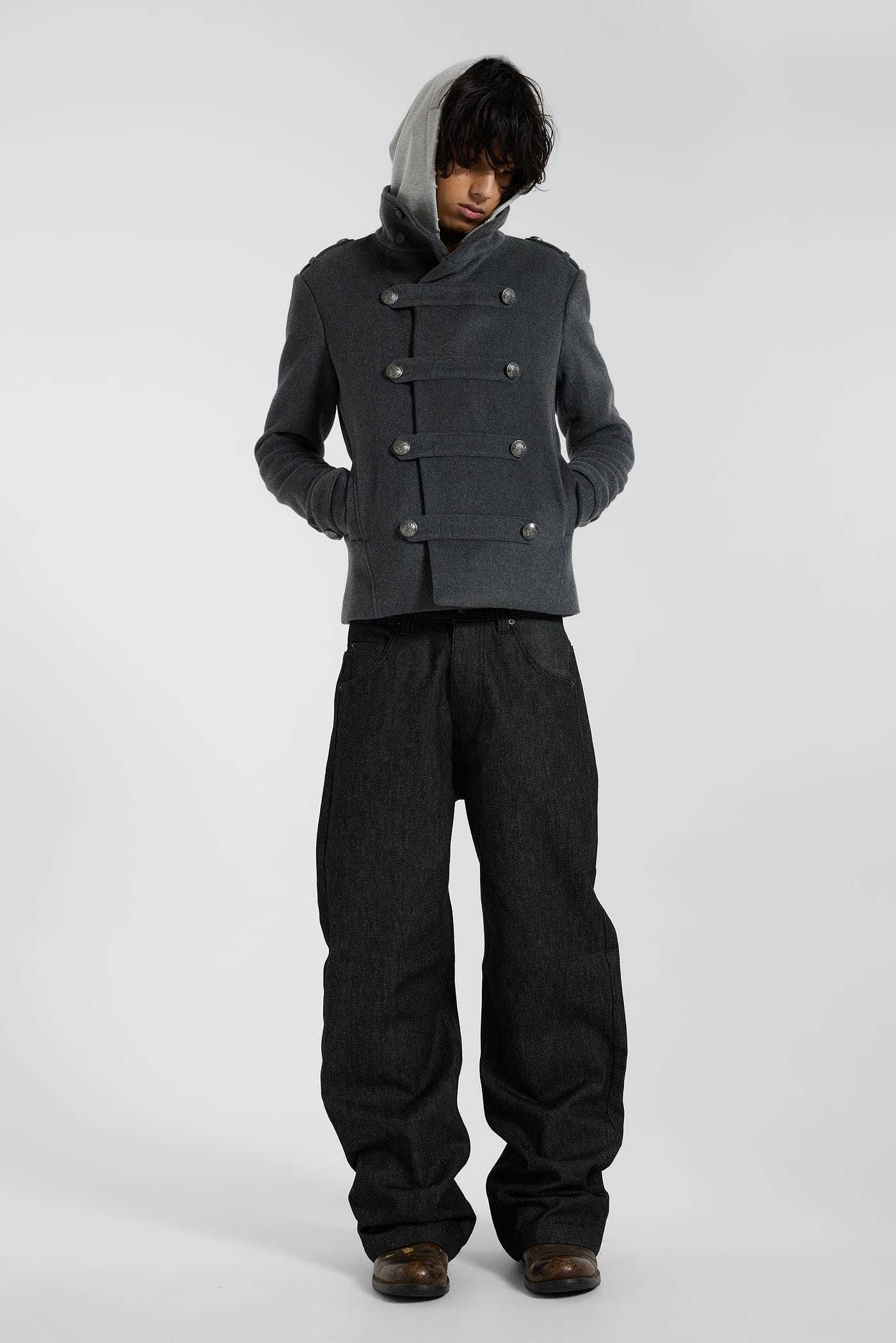 Ornate Double Breasted Military Jacket - JMJK6719_FLF4
