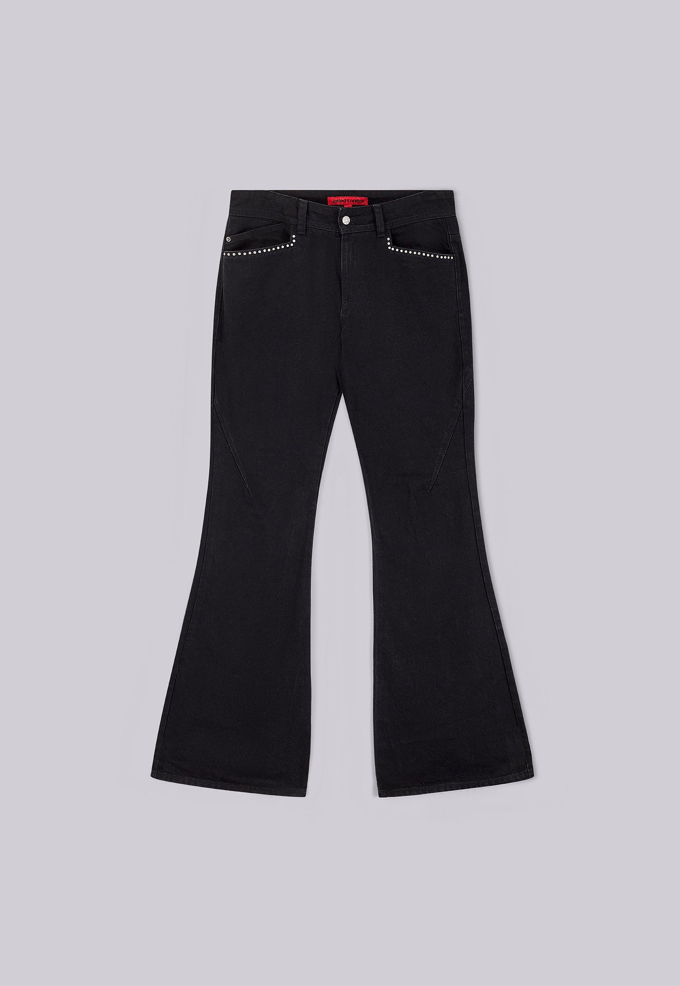 Jet Black Studded Drift Bootcut Jeans